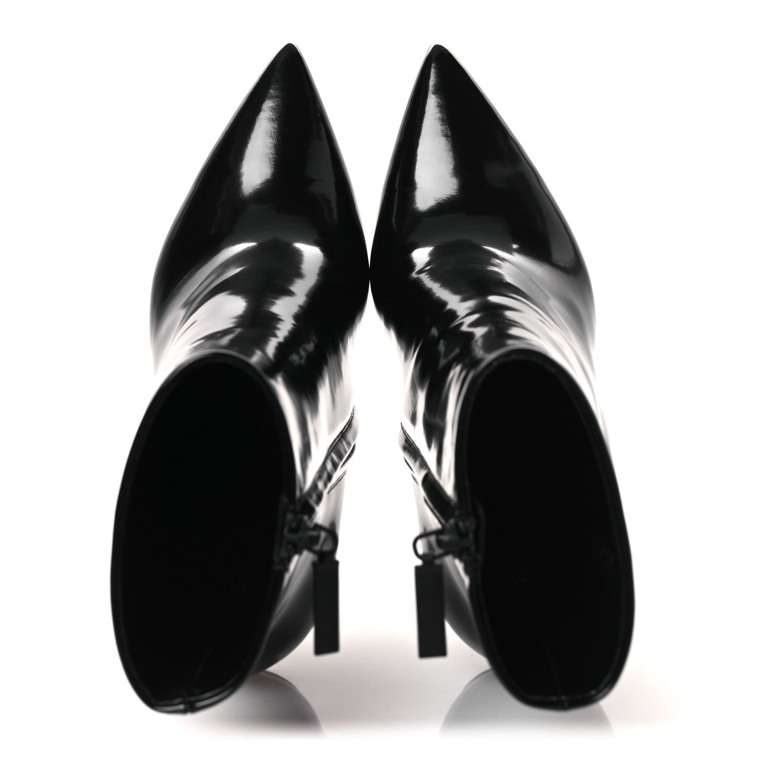 GLAZED CALFSKIN OPYUM ANKLE BOOTS BLACK