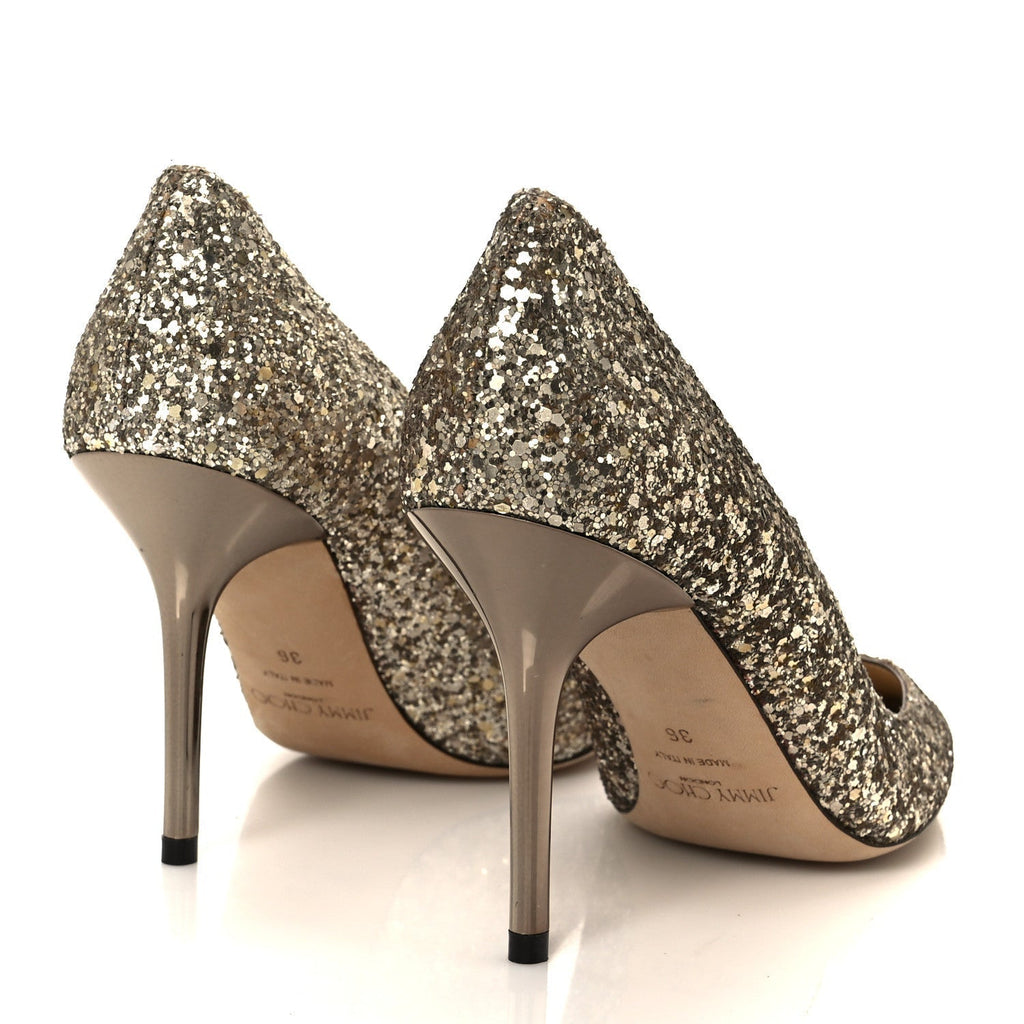 COARSE GLITTER POINTY TOE LOVE 85 PUMPS ANTIQUE GOLD
