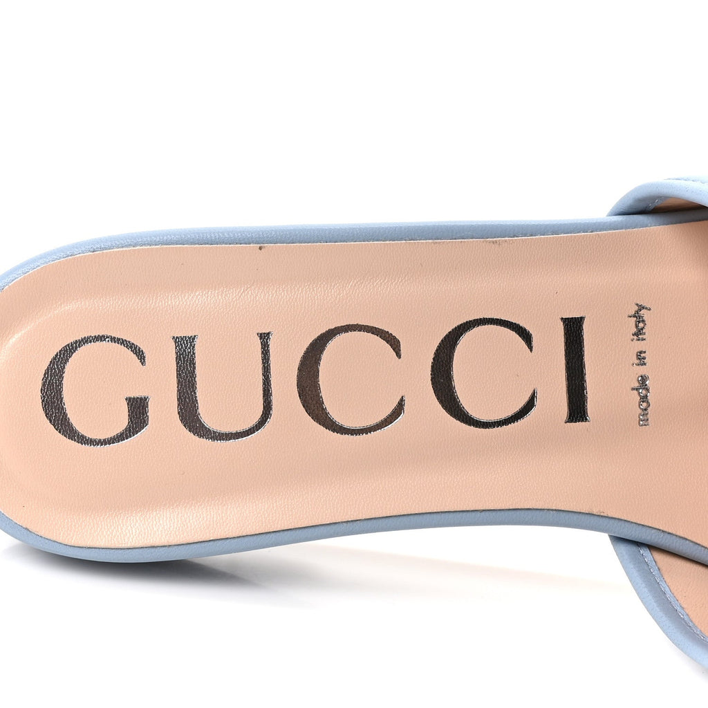 NAPPA MATELASSE GG MARMONT FLAT SLIDE SANDALS PORCELAIN LIGHT BLUE