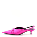 SATIN POINTED TOE KNIFE SLINGBACK 40MM MULES ROSE FUCHSIA