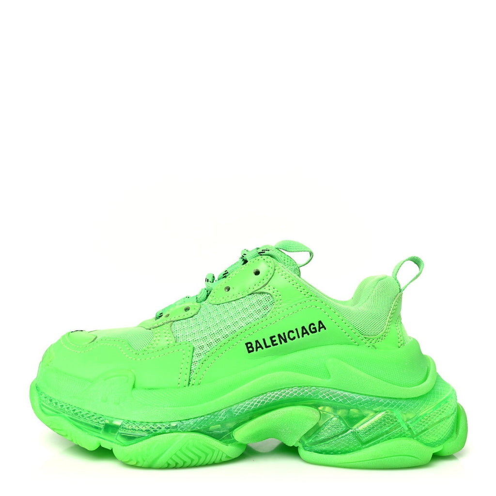 FABRIC MESH CLEAR SOLE WOMENS TRIPLE S SNEAKERS FLUO GREEN