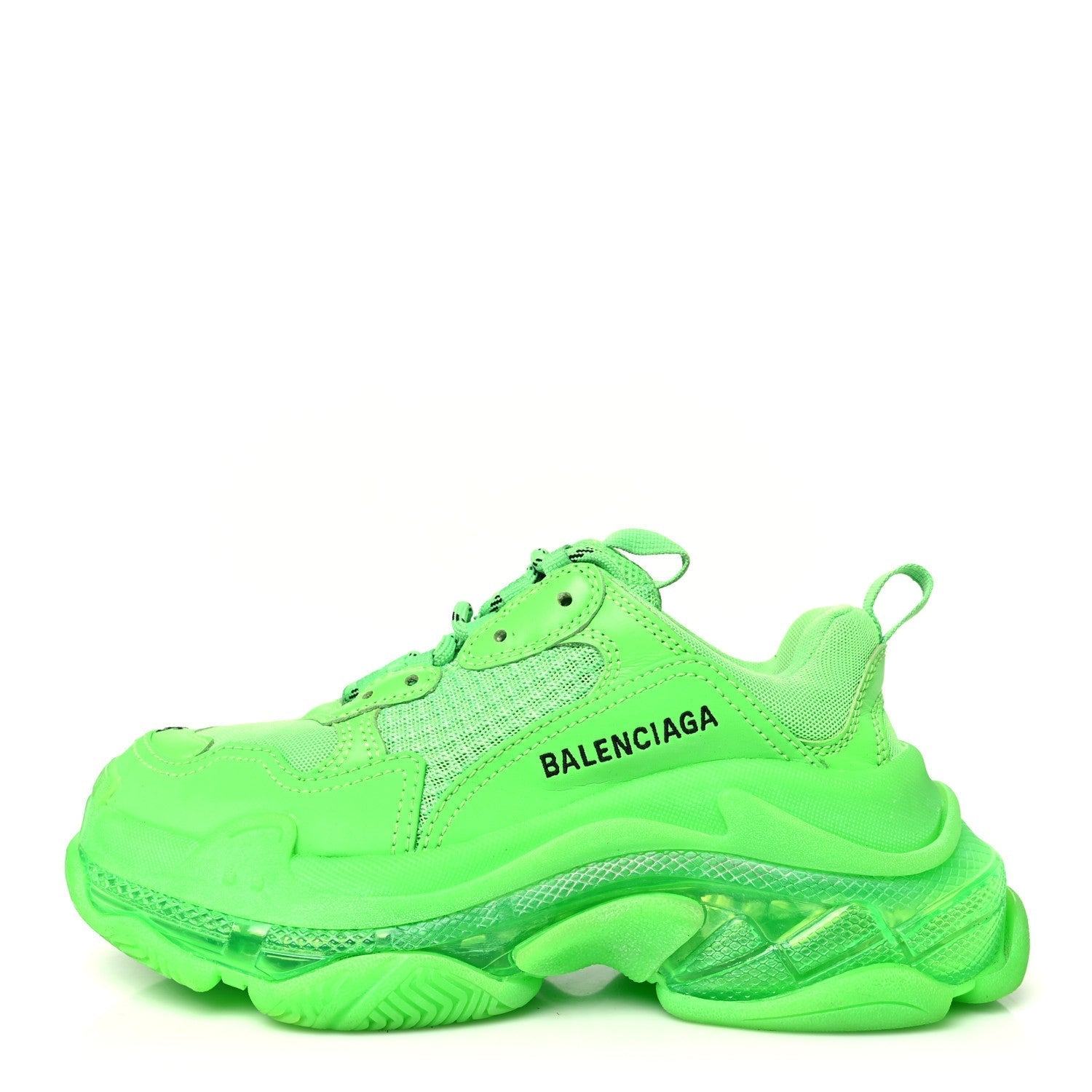 FABRIC MESH CLEAR SOLE WOMENS TRIPLE S SNEAKERS FLUO GREEN