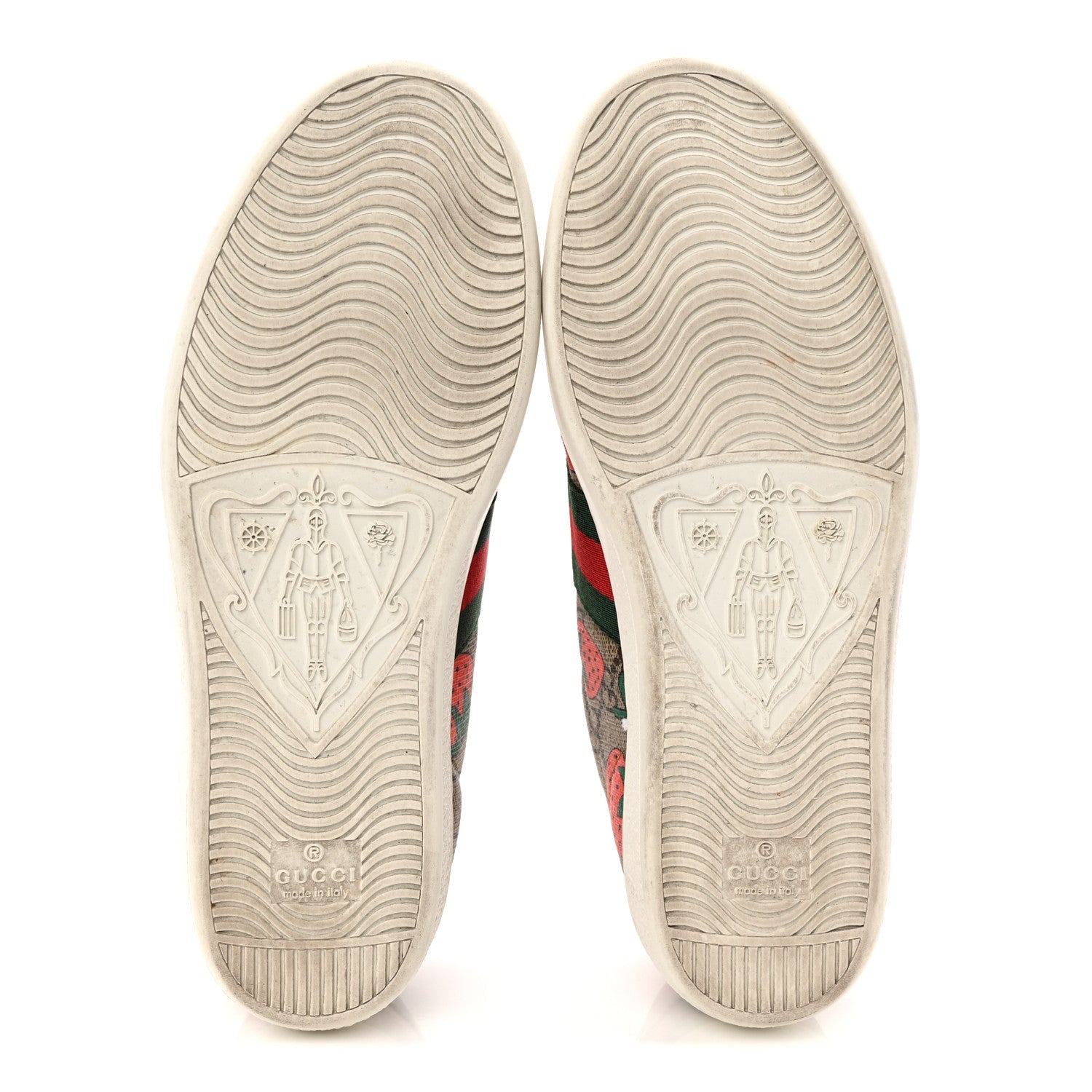 GG SUPREME MONOGRAM STRAWBERRY WEB WOMENS ACE SNEAKERS BEIGE MULTICOLOR RED GREEN