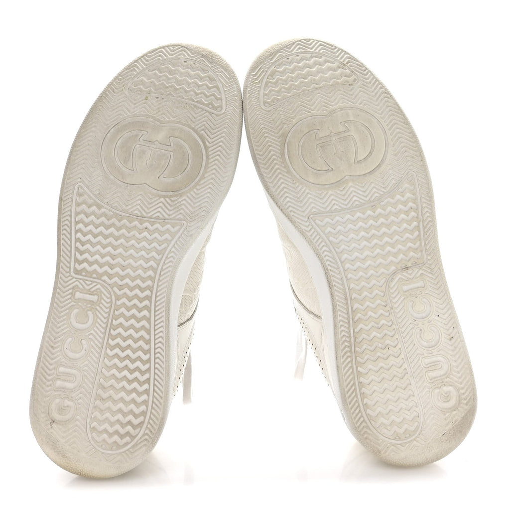 CALFSKIN GG TENNIS EMBOSSED PERFORATED MENS INTERLOCKING G 55MM SNEAKERS GREAT WHITE