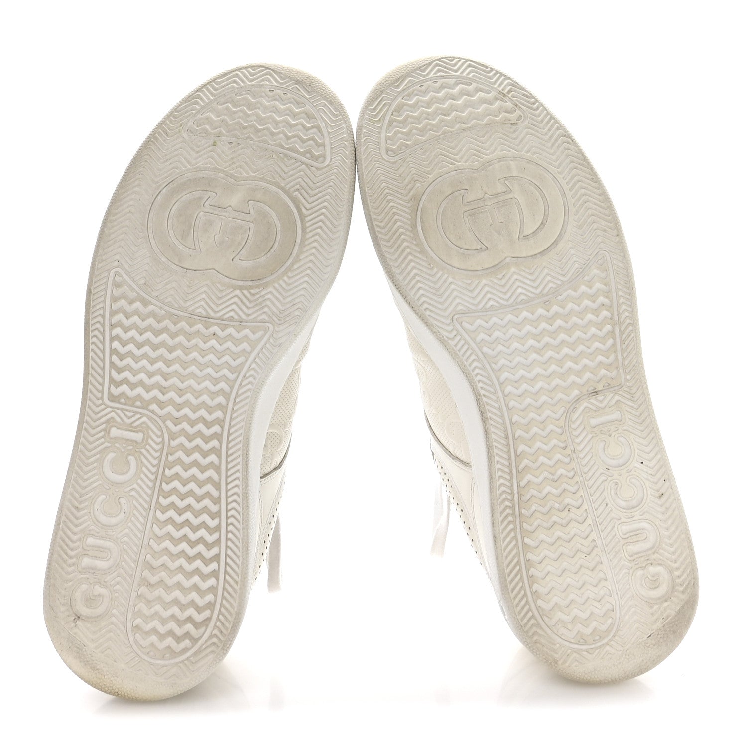 CALFSKIN GG TENNIS EMBOSSED PERFORATED MENS INTERLOCKING G 55MM SNEAKERS GREAT WHITE