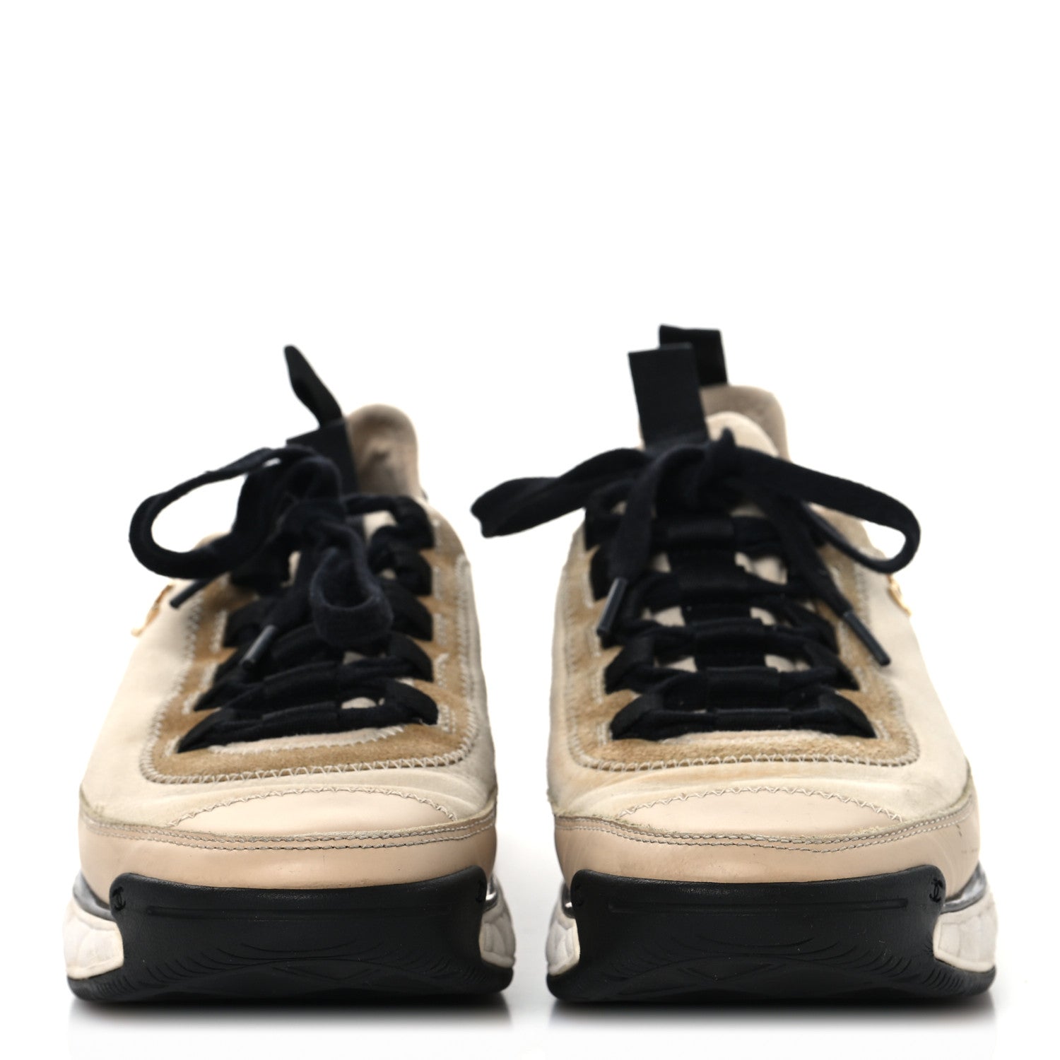 VELVET CALFSKIN MIXED FIBERS CC SNEAKERS BEIGE