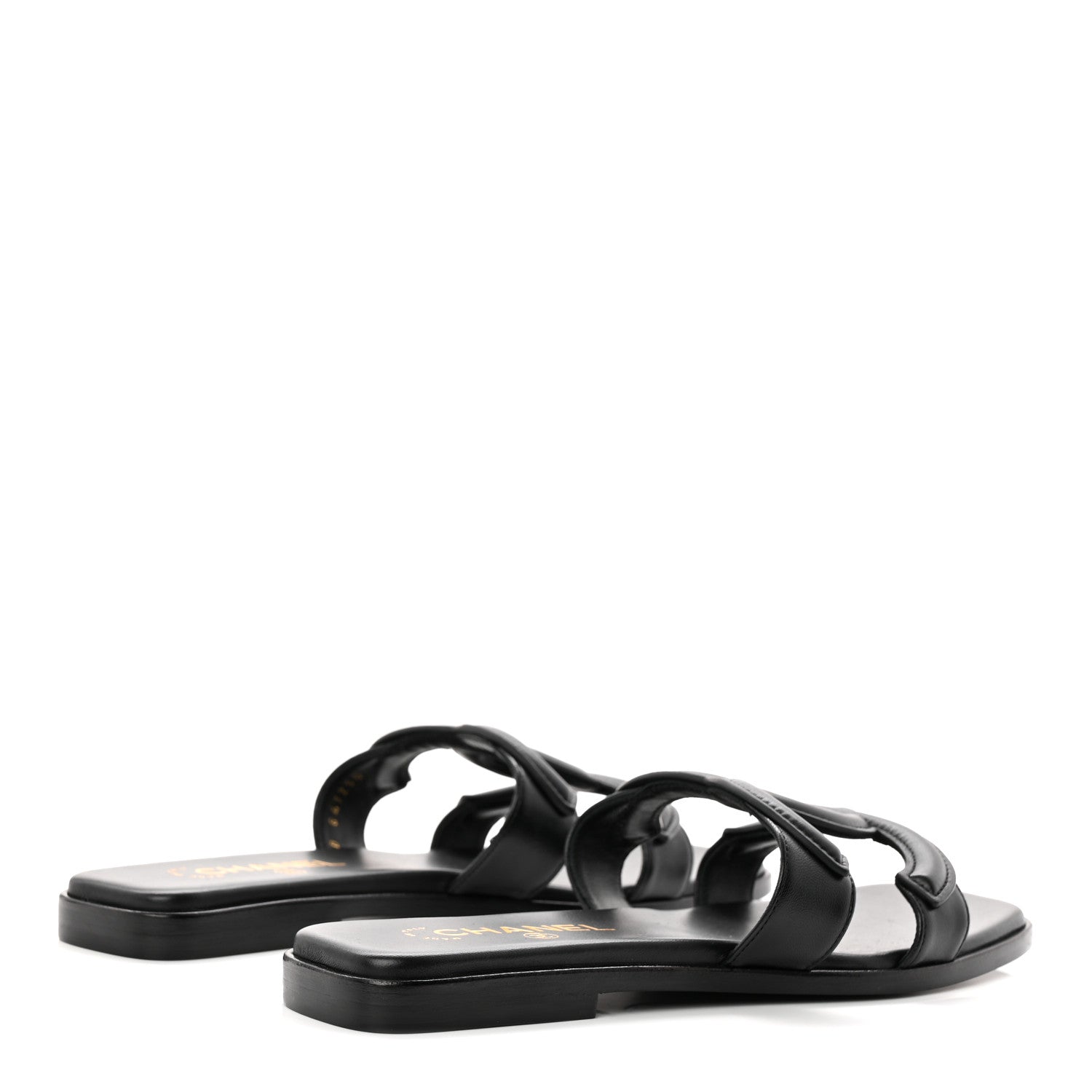 LAMBSKIN CC CUT OUT MULES SANDALS BLACK