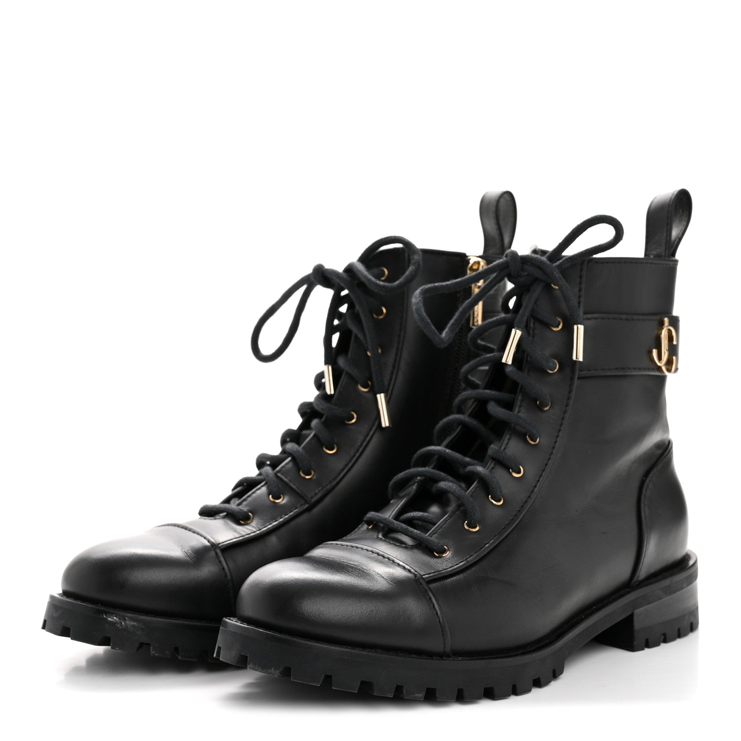 SHINY CALFSKIN CAYO COMBAT BOOTS BLACK