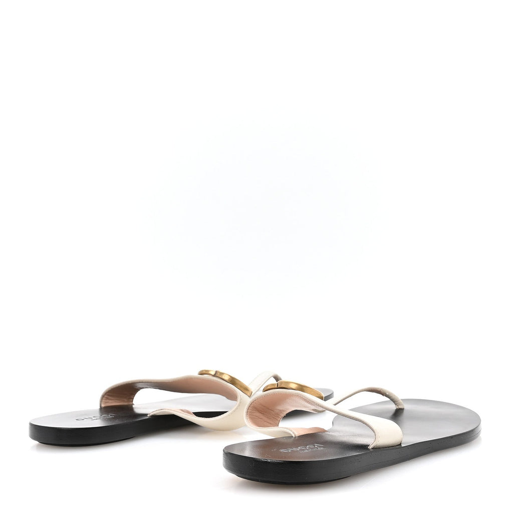 CALFSKIN GG MARMONT THONG SANDALS MYSTIC WHITE