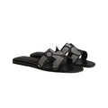 Hermès Hermes Epsom Oran Sandal - Black with mesh/crystal pattern