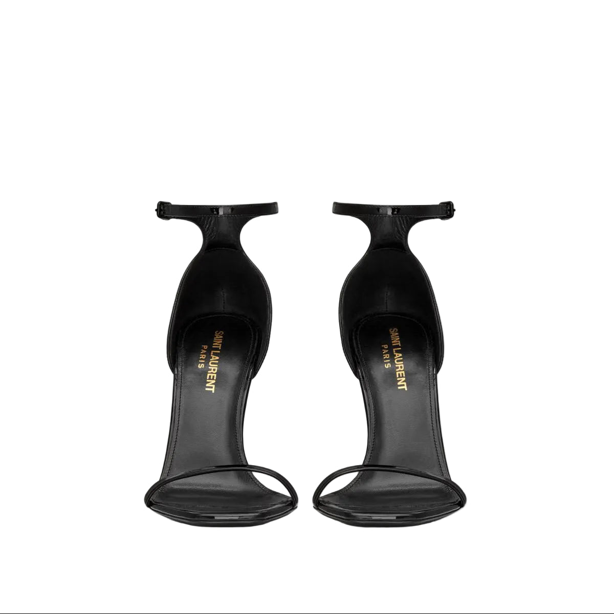 YSL OPYUM SANDALS IN PATENT LEATHER BLACK EMBLEM