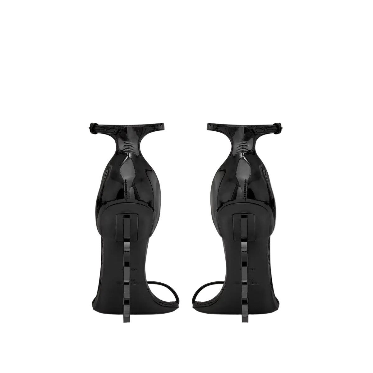 YSL OPYUM SANDALS IN PATENT LEATHER BLACK EMBLEM