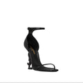 YSL OPYUM SANDALS IN PATENT LEATHER BLACK EMBLEM