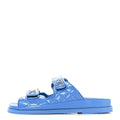 LAMBSKIN QUILTED VELCRO DAD CHAIN CC SLIDE SANDALS BLUE