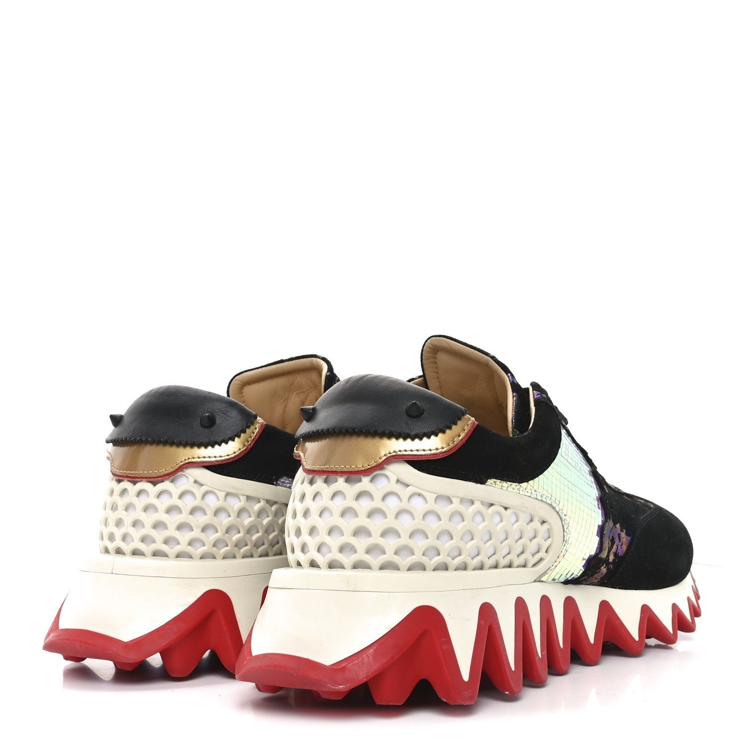 SUEDE MESH CALFSKIN LOUBISHARK SNEAKERS BLACK MULTICOLOR