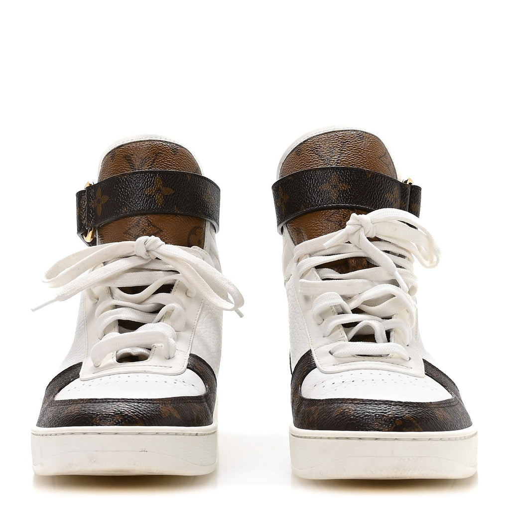 GRAINED CALFSKIN MONOGRAM BOOMBOX SNEAKER BOOTS WHITE