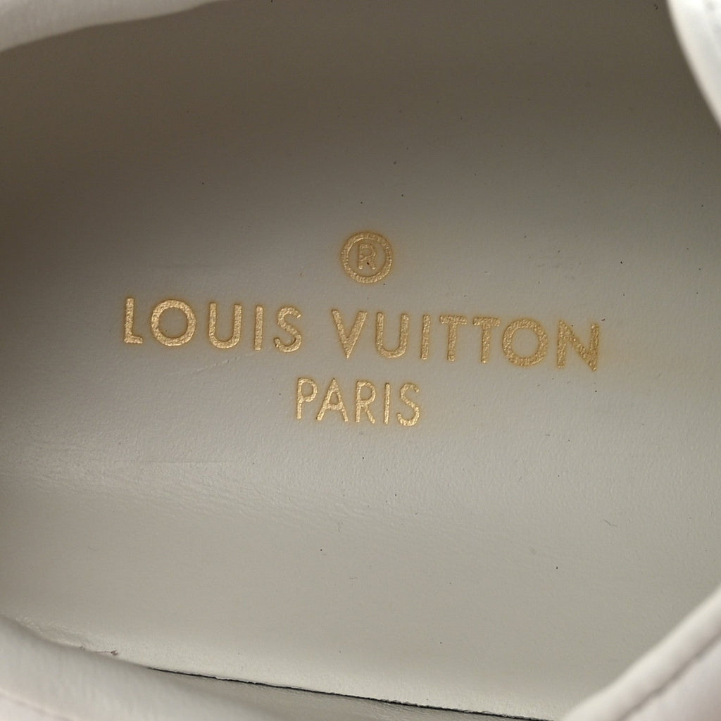 LOUIS VUITTON CALFSKIN MONOGRAM RUN AWAY SNEAKER WHITE WHITE & GOLD