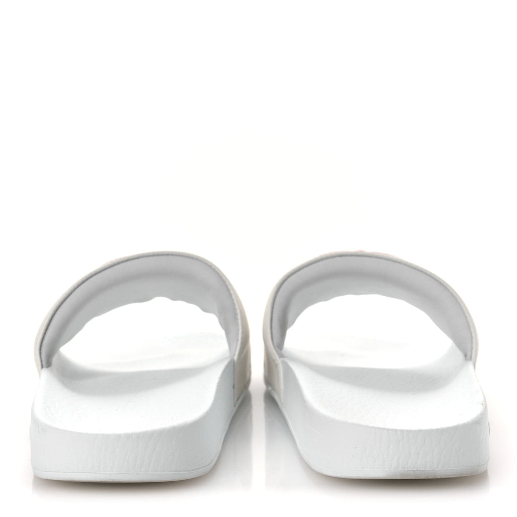 NAPPA MIRO SOFT CALFSKIN INTERLOCKING G MENS SLIDE SANDALS WHITE HIBISCUS RED
