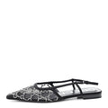 SUEDE MESH CRYSTAL GG MONOGRAM SLINGBACK BALLET FLATS BLACK