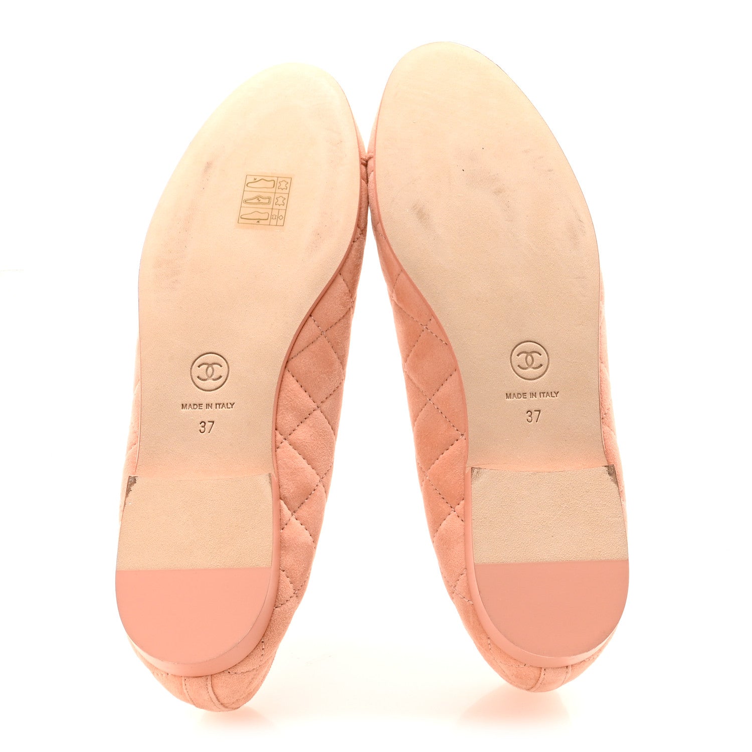 SUEDE QUILTED CAP TOE CC BALLERINA FLATS LIGHT ORANGE