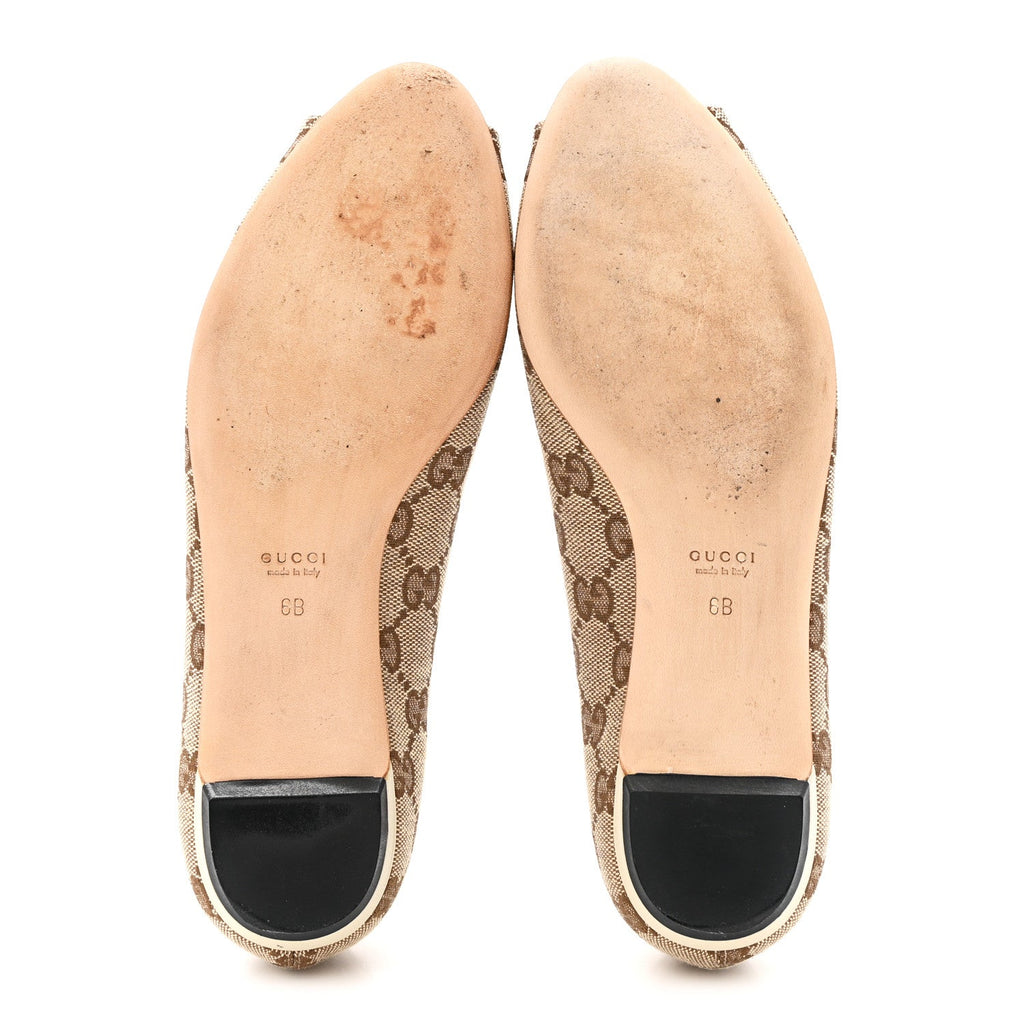 MONOGRAM MIRO SOFT CALFSKIN WOMENS HORSEBIT PEEP TOE FLATS BEIGE EBONY MYSTIC WHITE