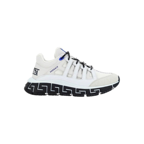 Versace Leather And Canvas Trigreca Sneakers - White/Black