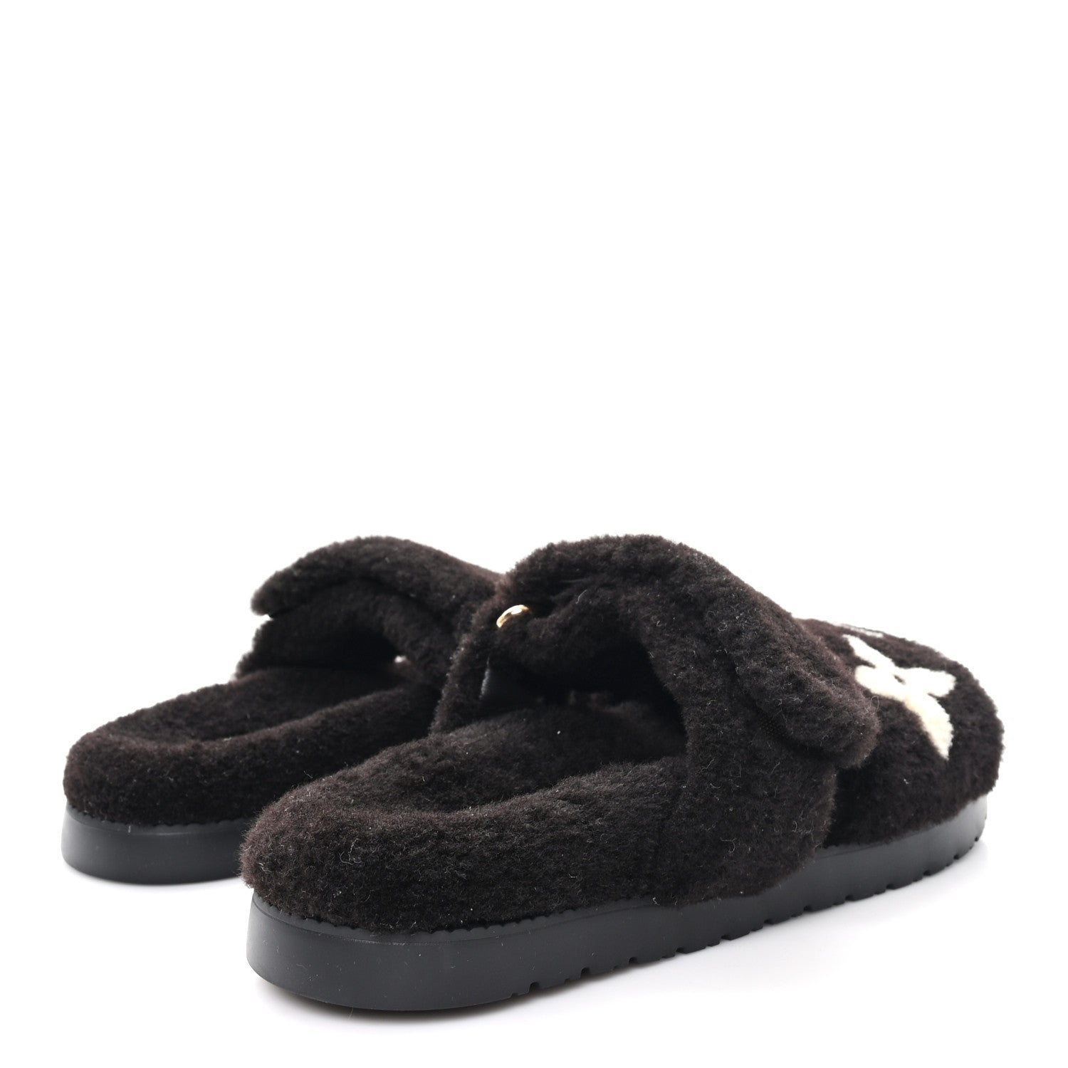 SHEARLING MONOGRAM GIANT LV SUNSET FLAT COMFORT MULE BROWN