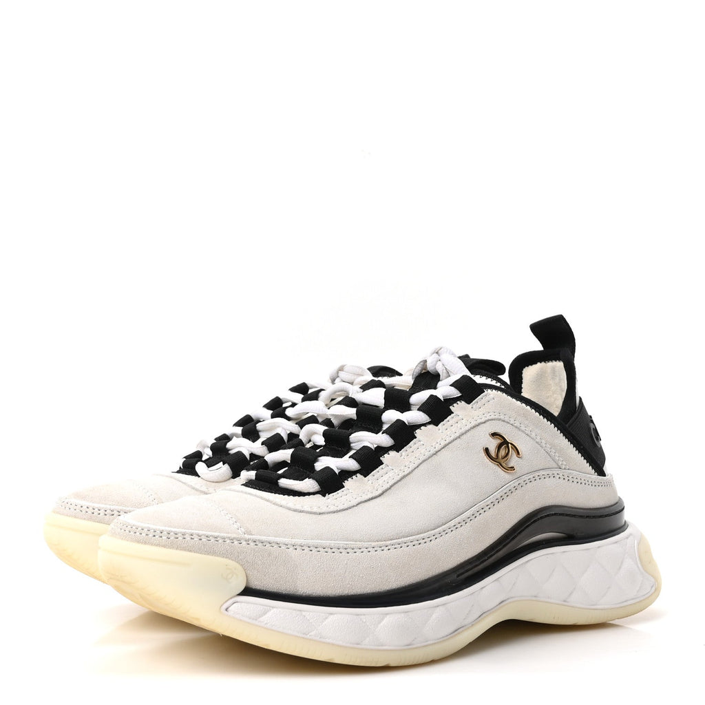 SUEDE CALFSKIN NYLON GROSGRAIN CC SNEAKERS WHITE