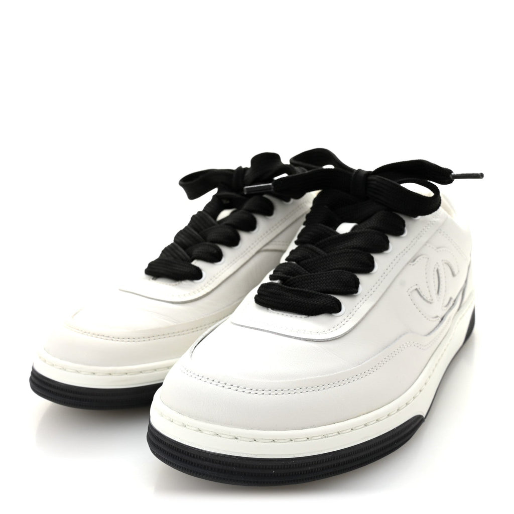 CALFSKIN CC WOMENS SNEAKERS WHITE BLACK