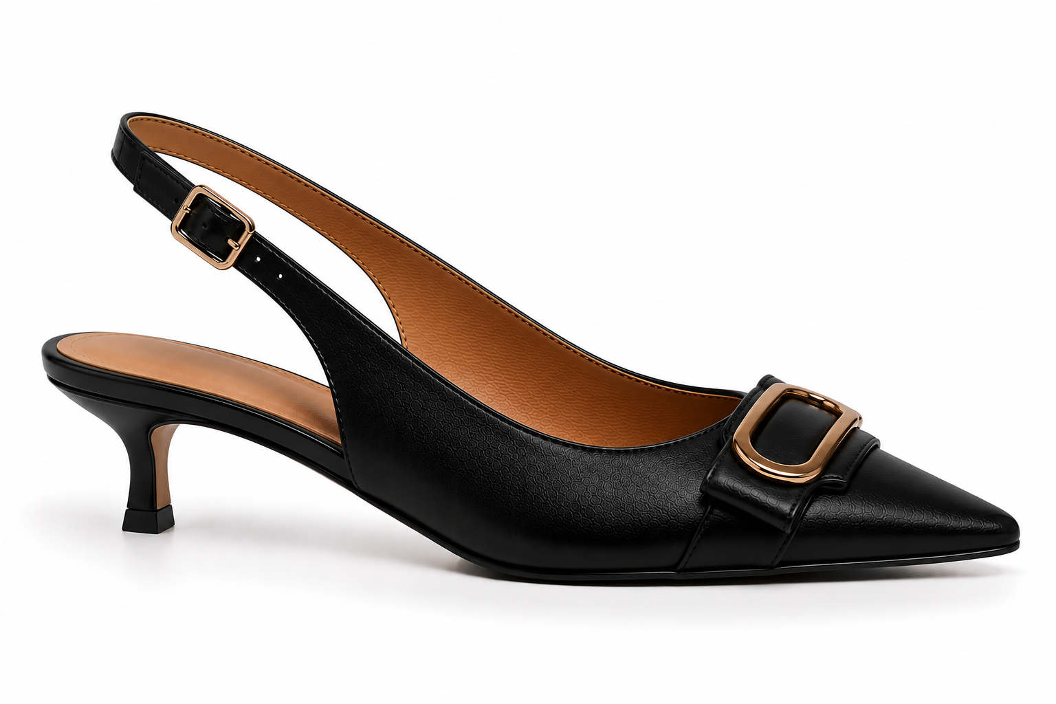 AMELIRA BLACK GOLD ALLY KITTEN HEEL
