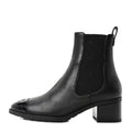 CALFSKIN PATENT CAP TOE CC SHORT BOOTS BLACK