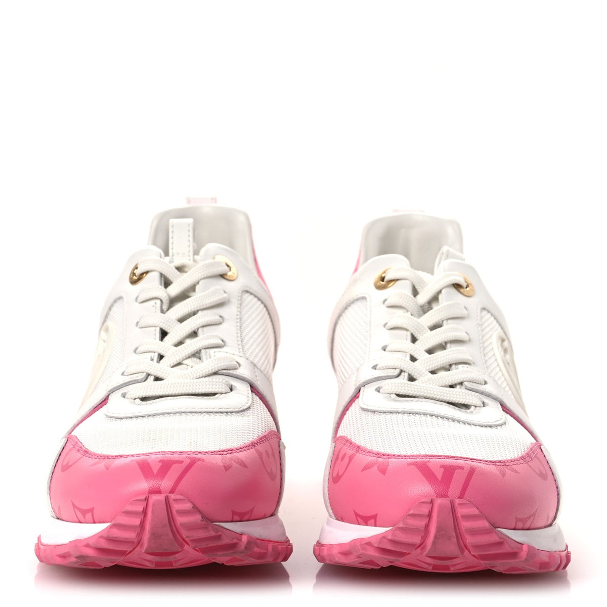 LOUIS VUITTON CALFSKIN MONOGRAM RUN AWAY SNEAKER WHITE PINK