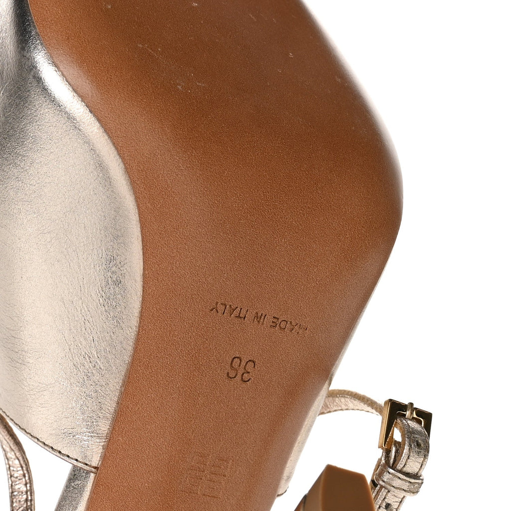 LAMINATED SHEEPSKIN SHOW SLINGBACK PUMPS DUSTY GOLD