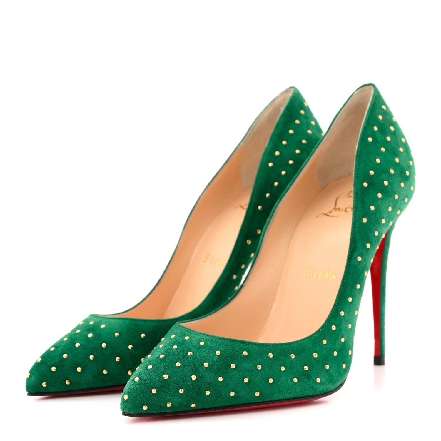 SUEDE PIGALLE FOLLIES PLUME 100 PUMPS CANOPEE ANTIQUE GOLD
