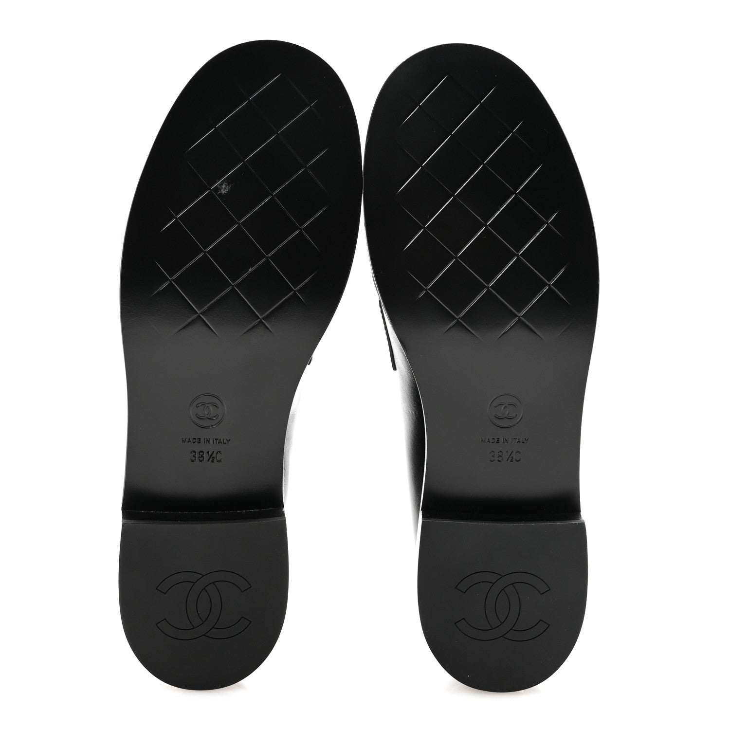 SHINY CALFSKIN CC MOCASSIN LOAFERS BLACK