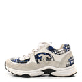 TWEED SUEDE CALFSKIN WOMENS CC SNEAKERS DARK BLUE BLACK GREY WHITE
