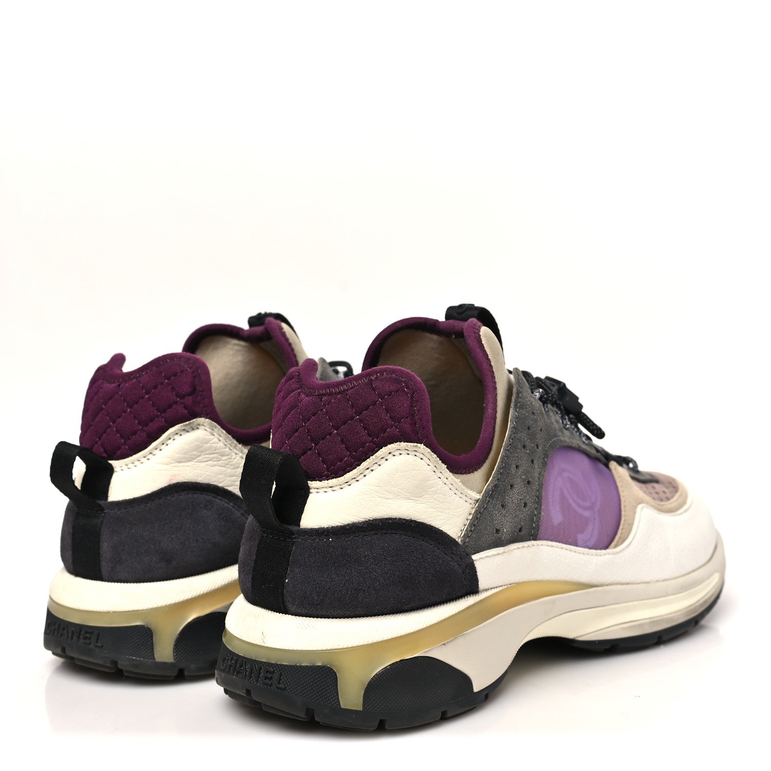 FABRIC SUEDE CALFSKIN MESH WOMENS CC SNEAKERS WHITE GREY PURPLE