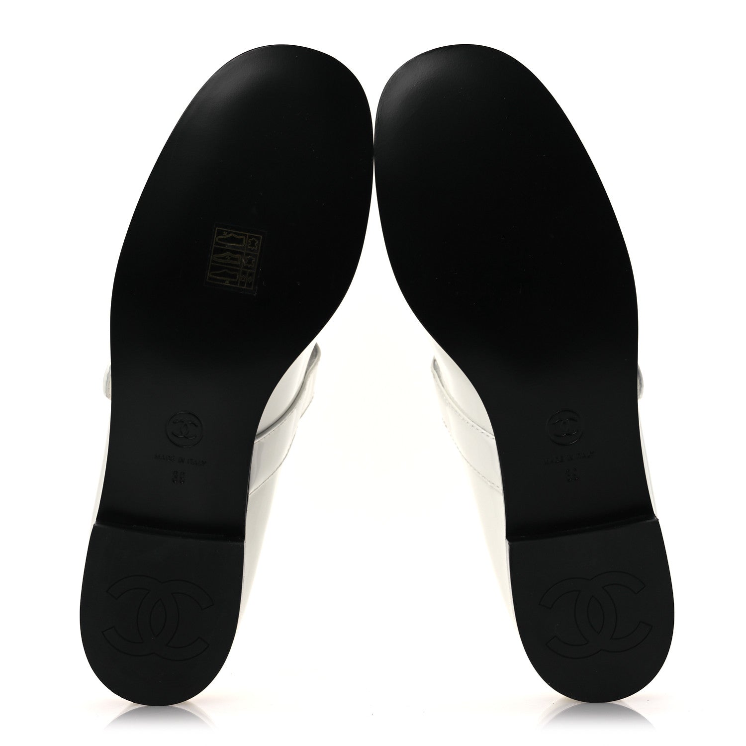 PATENT CALFSKIN MARY JANES FLATS WHITE BLACK