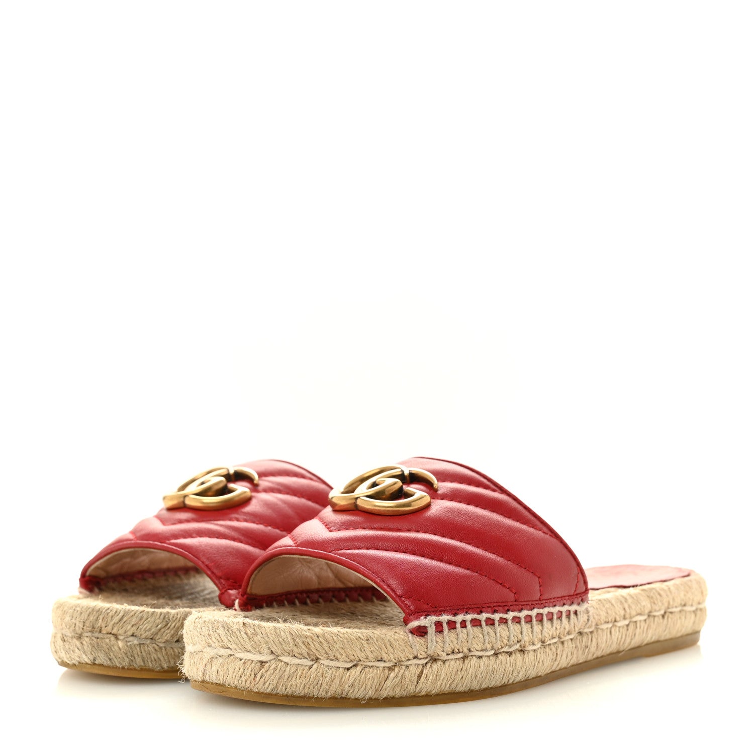 NAPPA MATELASSE GG MARMONT ESPADRILLE SLIDE SANDALS HIBISCUS RED