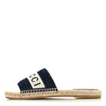 MACROCHET RAFFIA LOGO FLAT SLIDE ESPADRILLE SANDALS BLUE GREAT WHITE