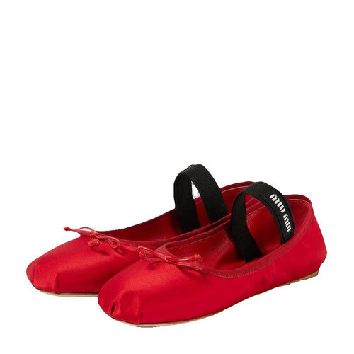 Miu Miu Nappa Ruched Ballet Flats - Red