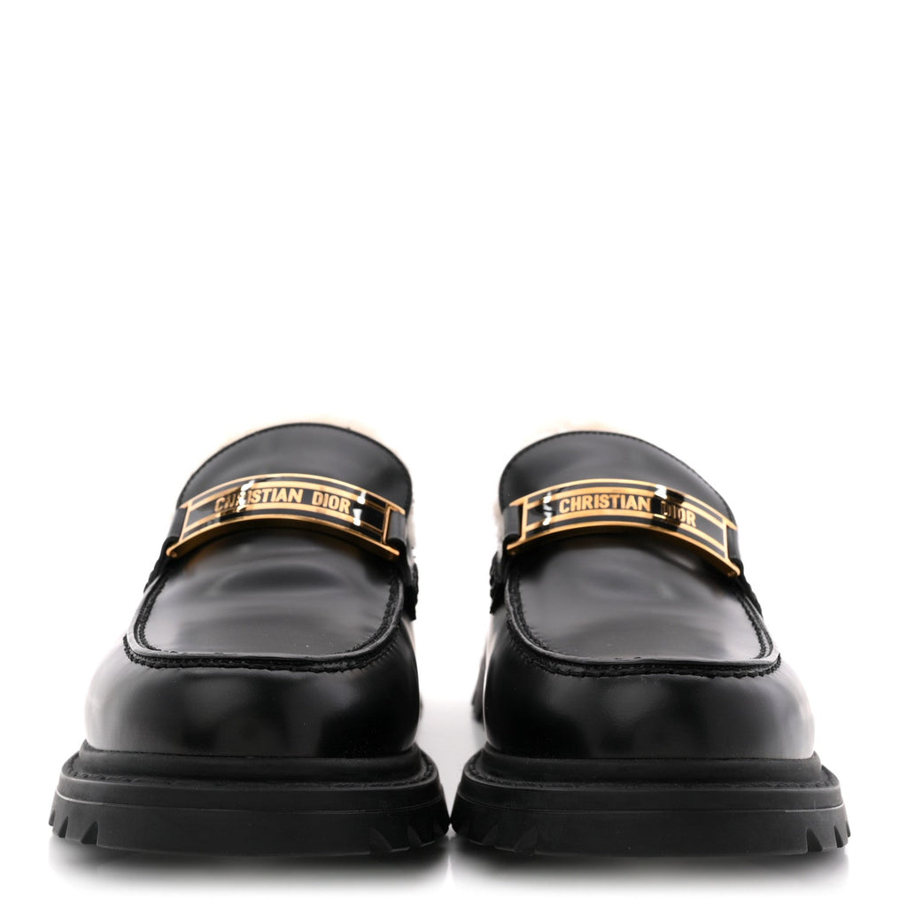BRUSHED CALFSKIN SHEARLING DIOR CODE LUG SOLE 15MM LOAFERS BLACK NATURAL