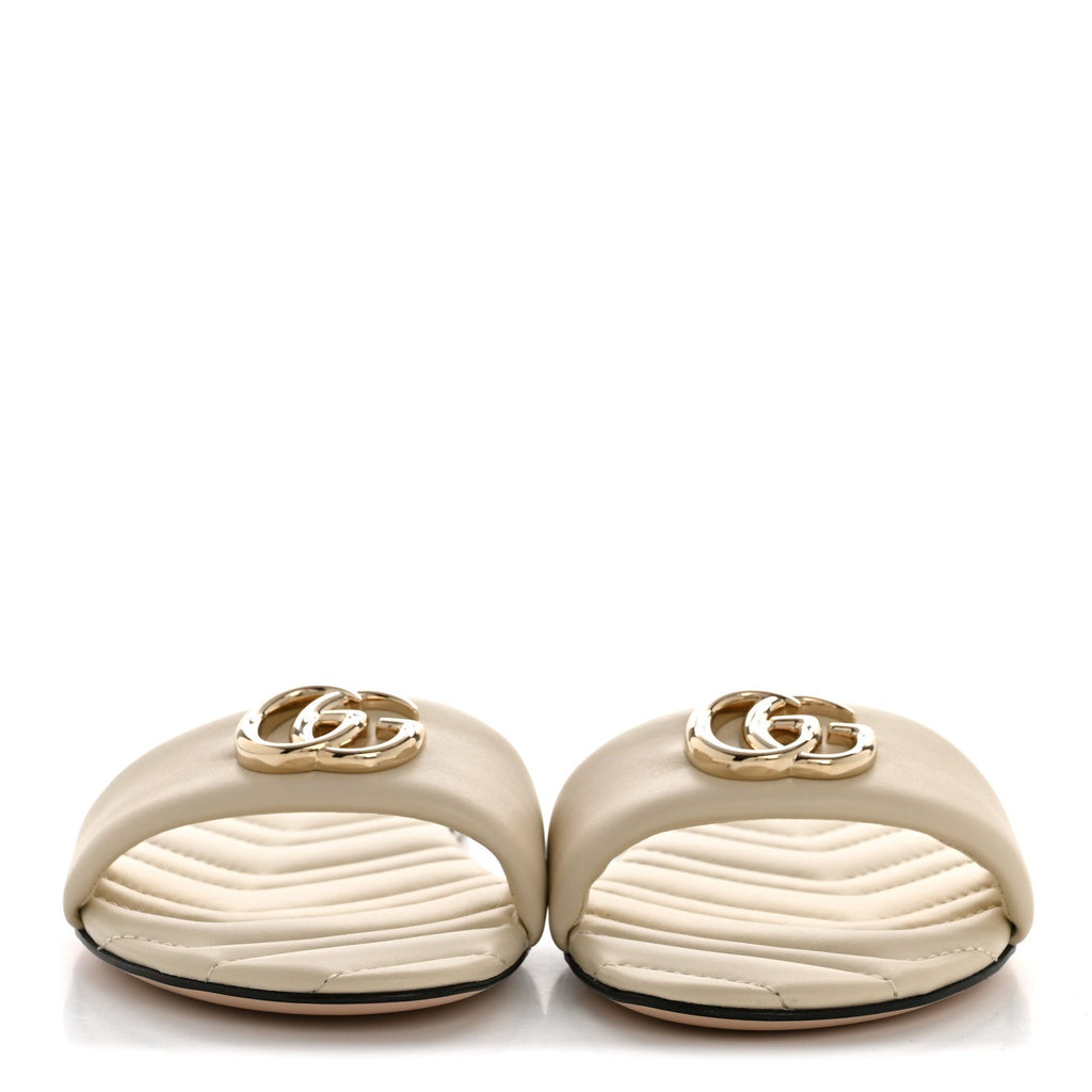 NAPPA MATELASSE GG MARMONT FLAT SLIDE SANDALS NEW IVOIRE