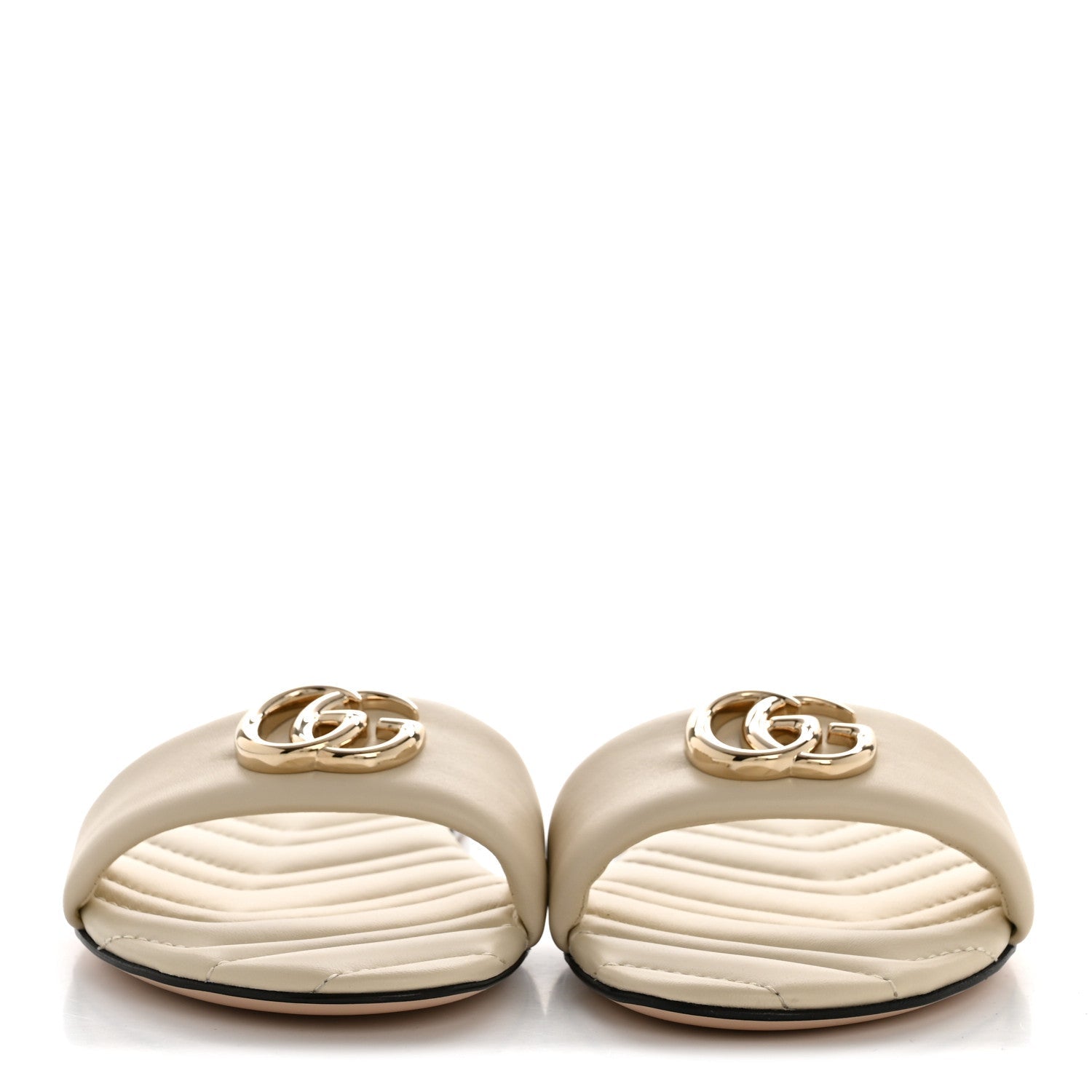 NAPPA MATELASSE GG MARMONT FLAT SLIDE SANDALS NEW IVOIRE