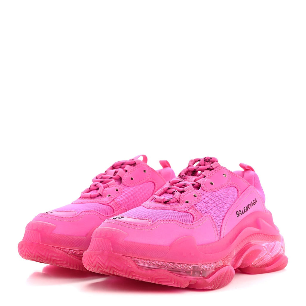 FABRIC MESH CLEAR SOLE FLUO WOMENS TRIPLE S SNEAKERS PINK