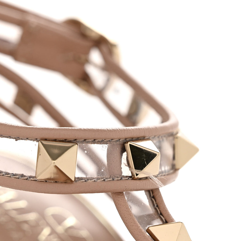 PATENT PVC ROCKSTUD ANKLE STRAP 100MM PUMPS ROSE