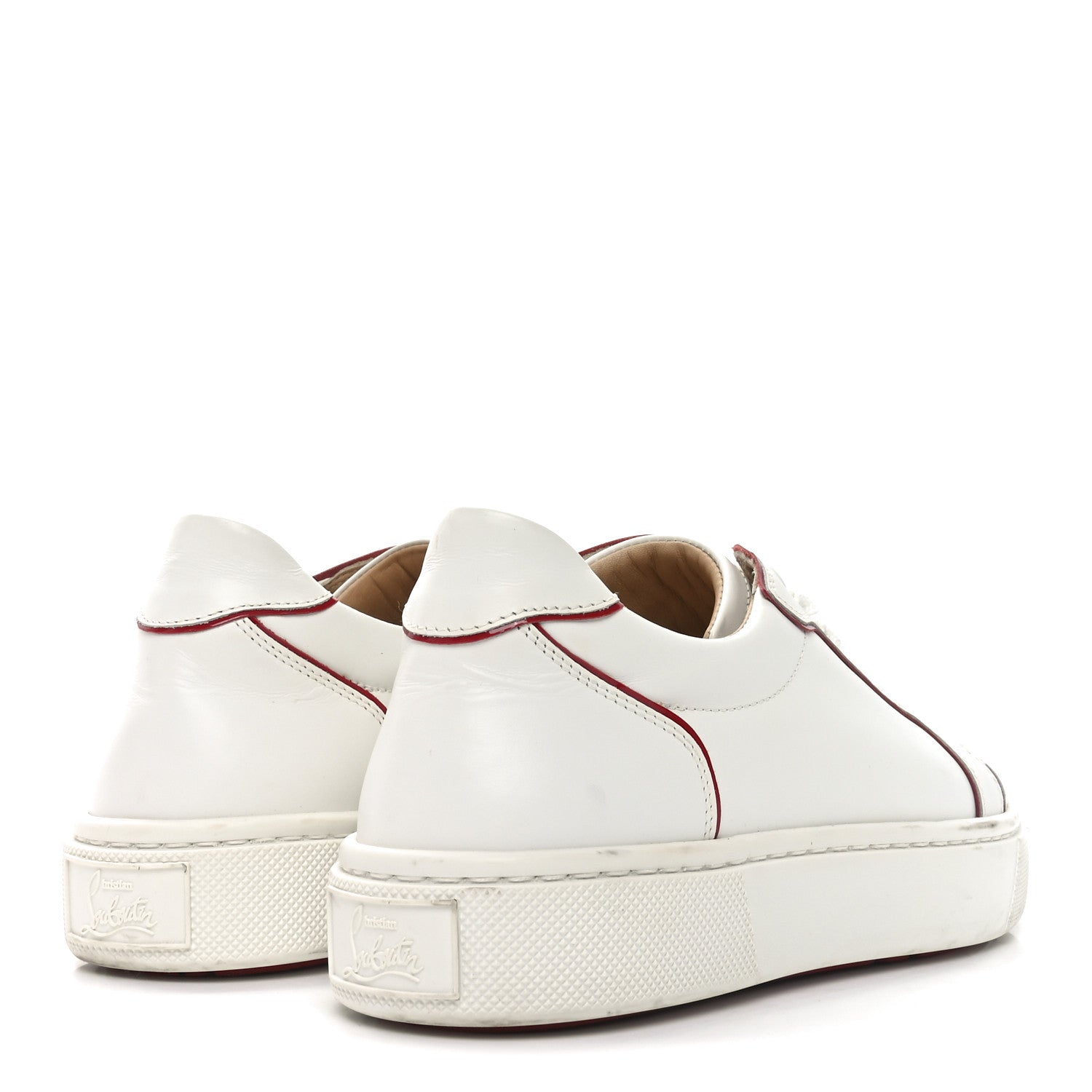 CALFSKIN PATENT VIEIRISSIMA FLAT SNEAKERS WHITE LOUBI