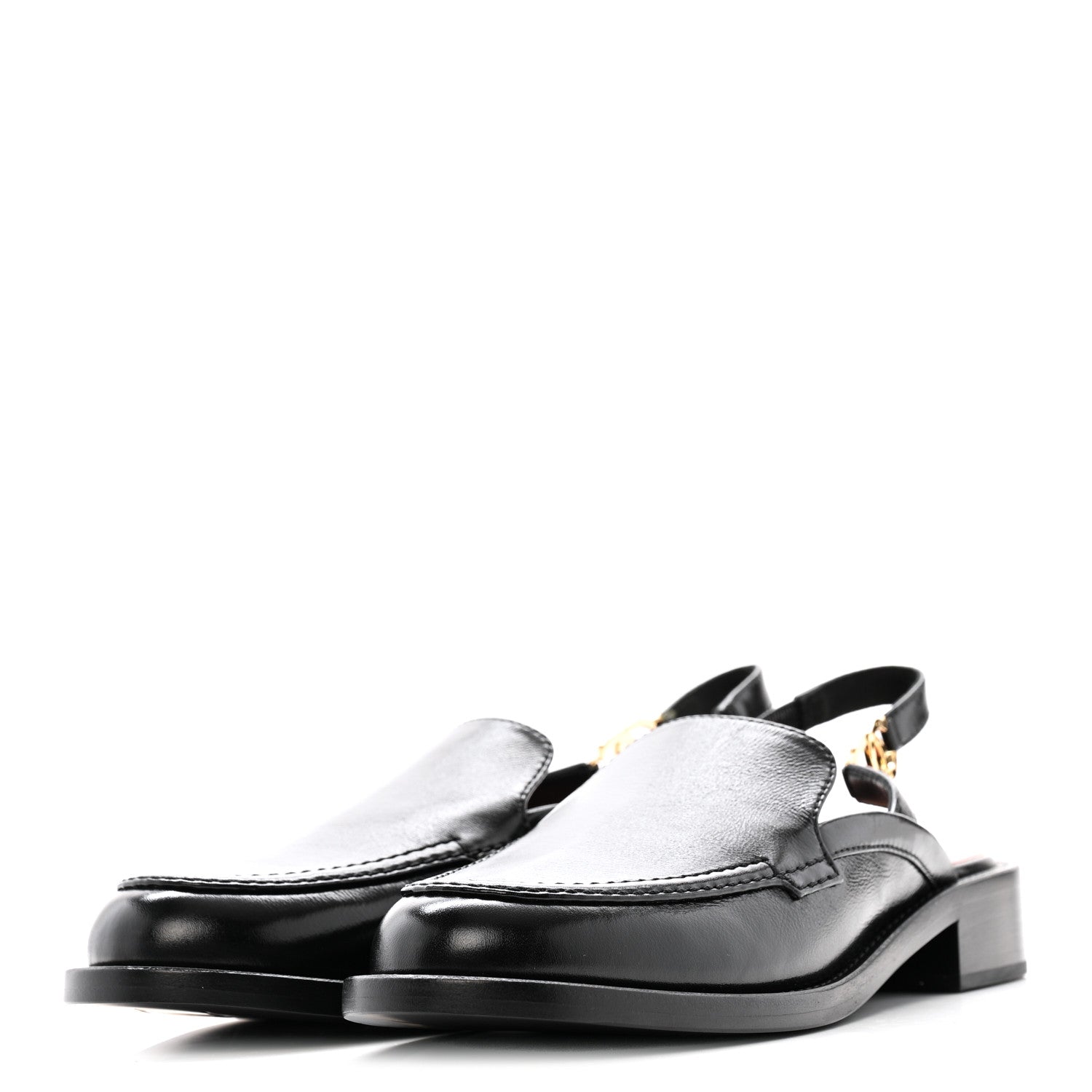 GLAZED CALFSKIN CC SLINGBACK FLATS BLACK