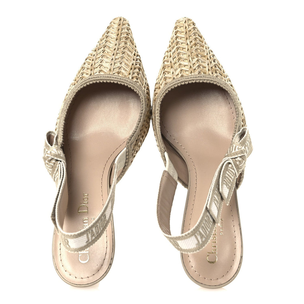 RAFFIA EMBROIDERED J'ADIOR SLINGBACK 65MM PUMPS TAUPE
