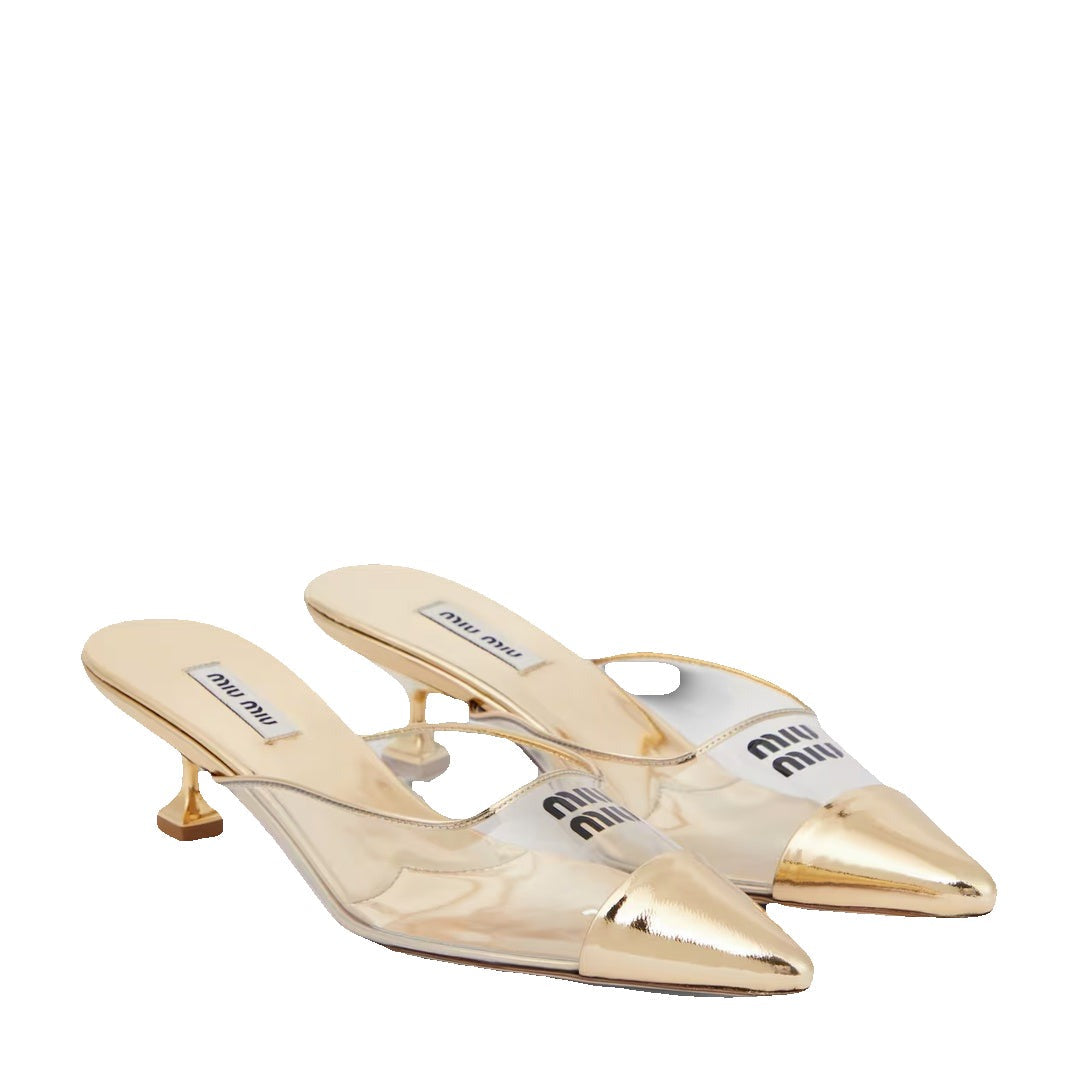Miu Miu Leather Mules - Cream